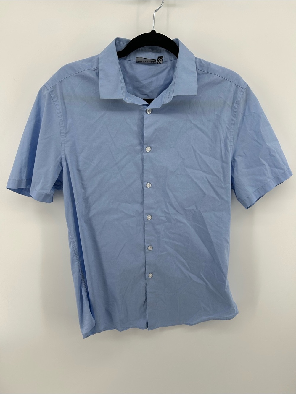 ASOS Men's Light Blue Short-Sleeve Button-Up Shirt